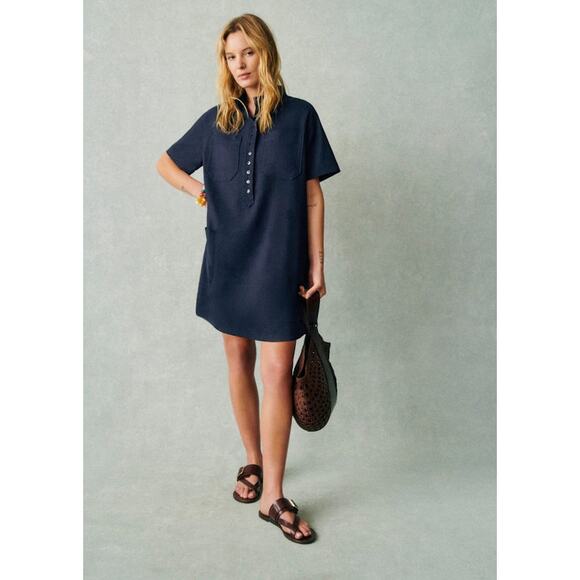 Sezane Sonali Mini Shirt Dress Navy Size 34 EU 2 US XS - Picture 2 of 6